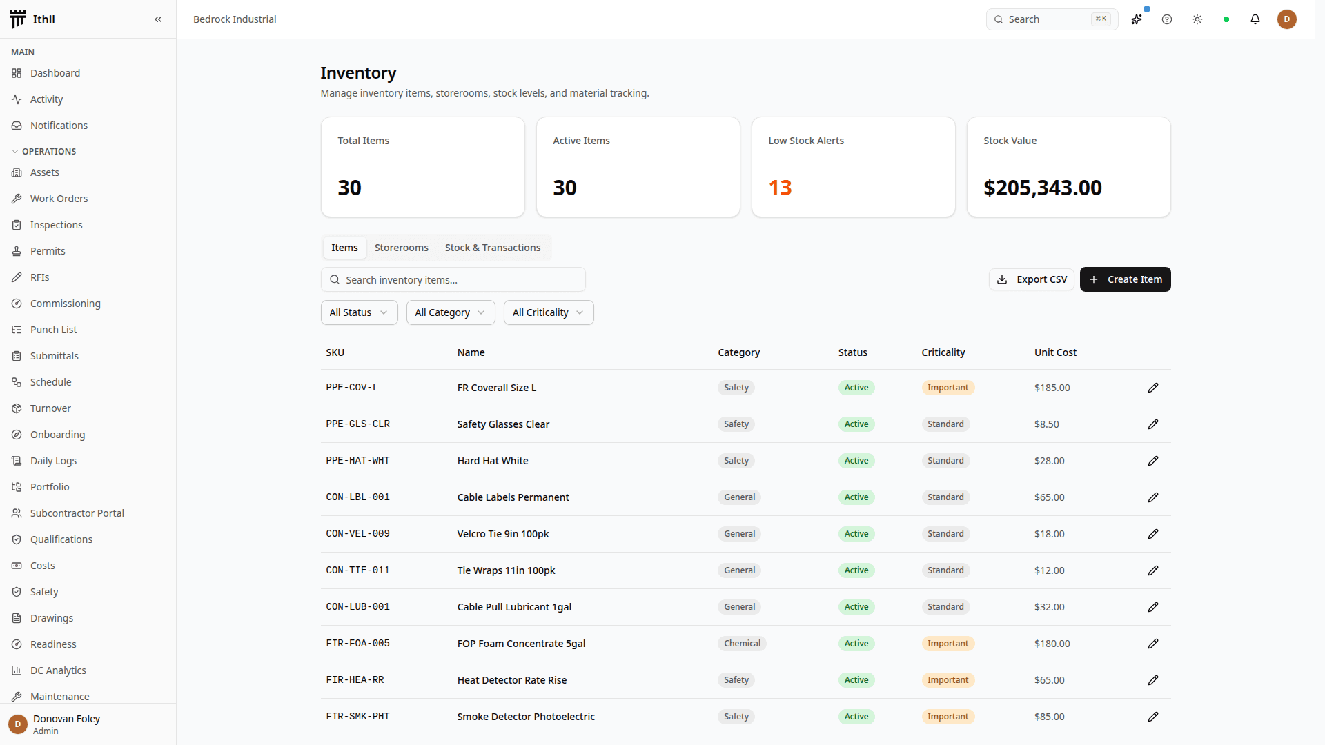 Ithil supply chain tracking interface