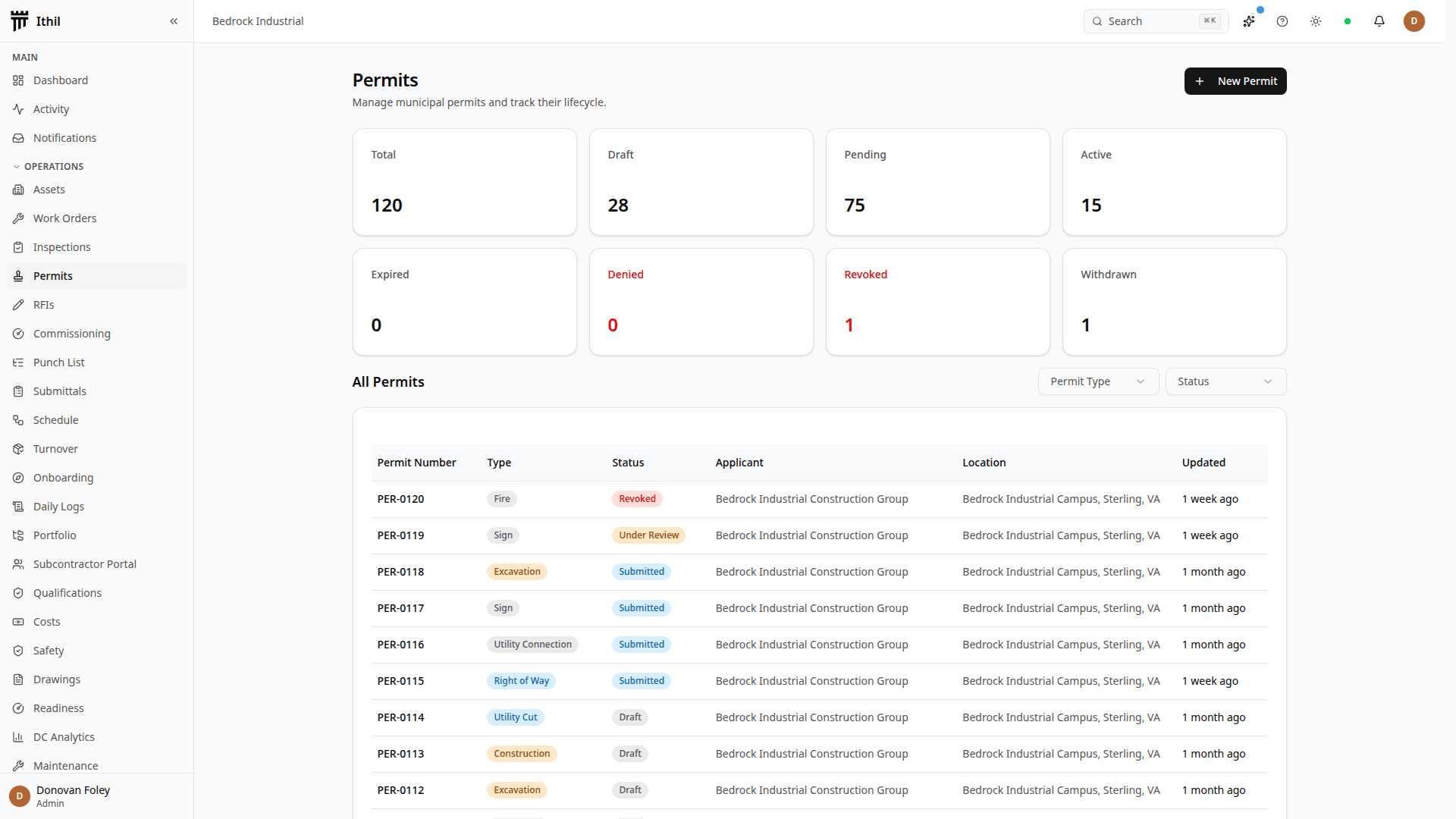 Ithil construction permitting interface